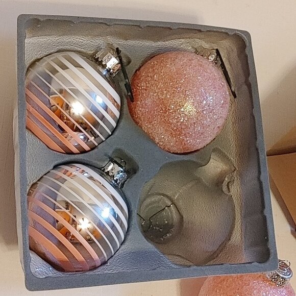PINK Glass Bulb Ornaments Package of 4 QUEEN WEST Trading Co. - Picture 3 of 5